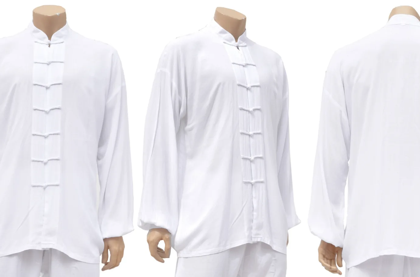 White Viscose and Cotton Tai Chi Top