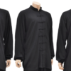 Black Viscose and Cotton Tai Chi Top