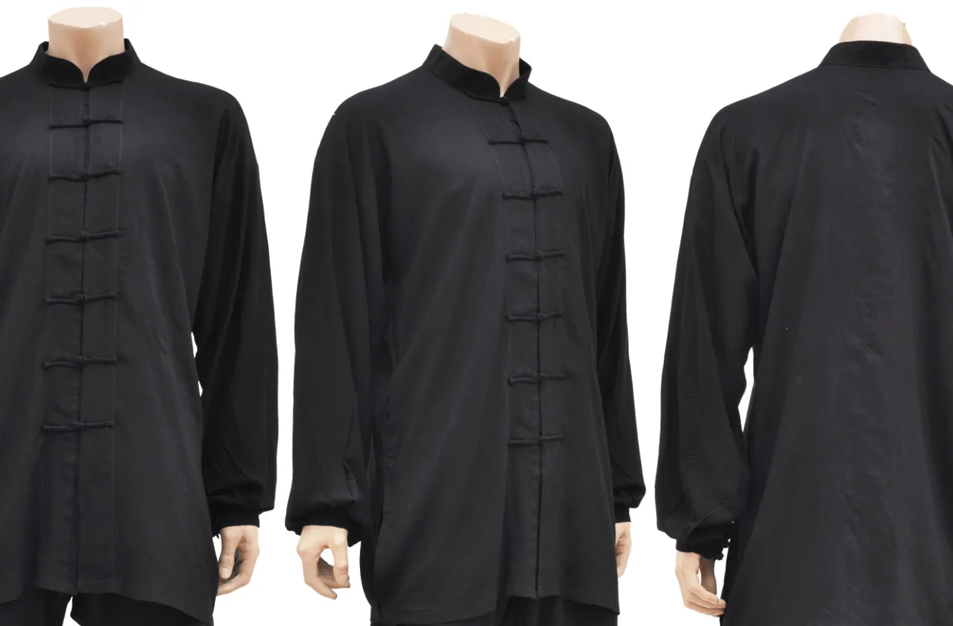 Black Viscose and Cotton Tai Chi Top