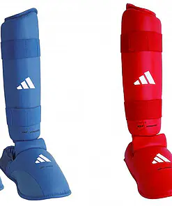 Adidas Karate Shin and Foot Protectors - blue, red - WKF