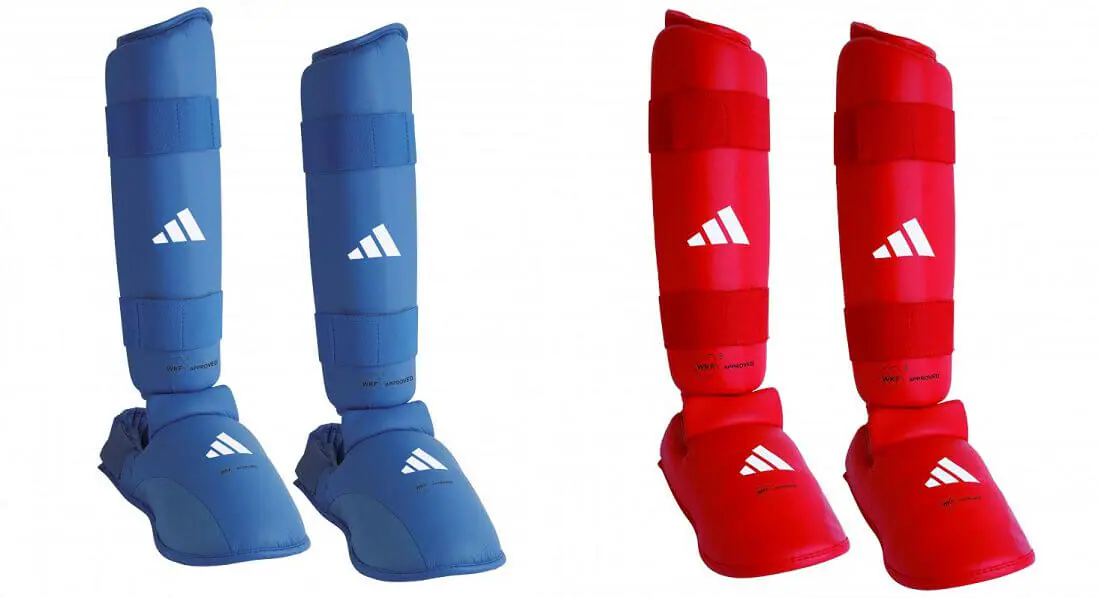 Adidas Karate Shin and Foot Protectors - blue, red - WKF