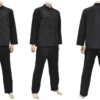 Traditional Tangzhuang Outfit with Long Sleeves, Made of Black Cotton