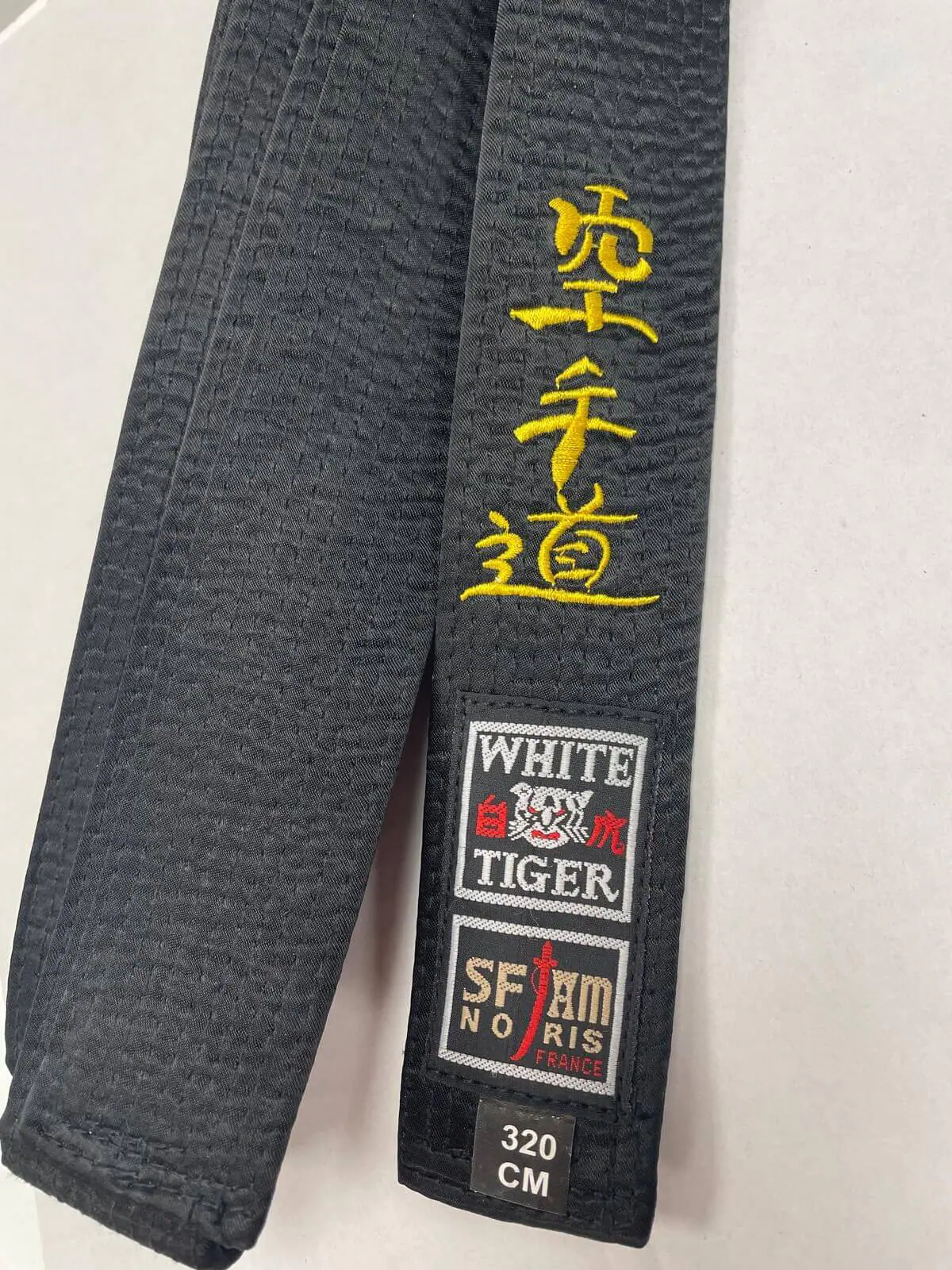 belt Black Satin Noris White Tiger 320 cm