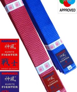 Karate competition belt KUMITE-FIGHTER KAMIKAZE Satin Red or Blue-wkf-approved