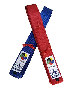 ARAWAZA Competition Deluxe Satin Karate Belt - KATA - Red or Blue