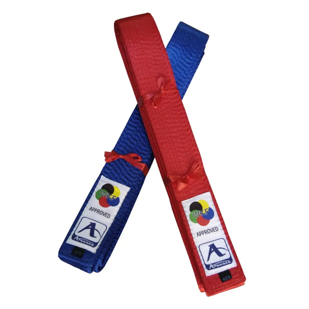 ARAWAZA Competition Deluxe Satin Karate Belt - KATA - Red or Blue