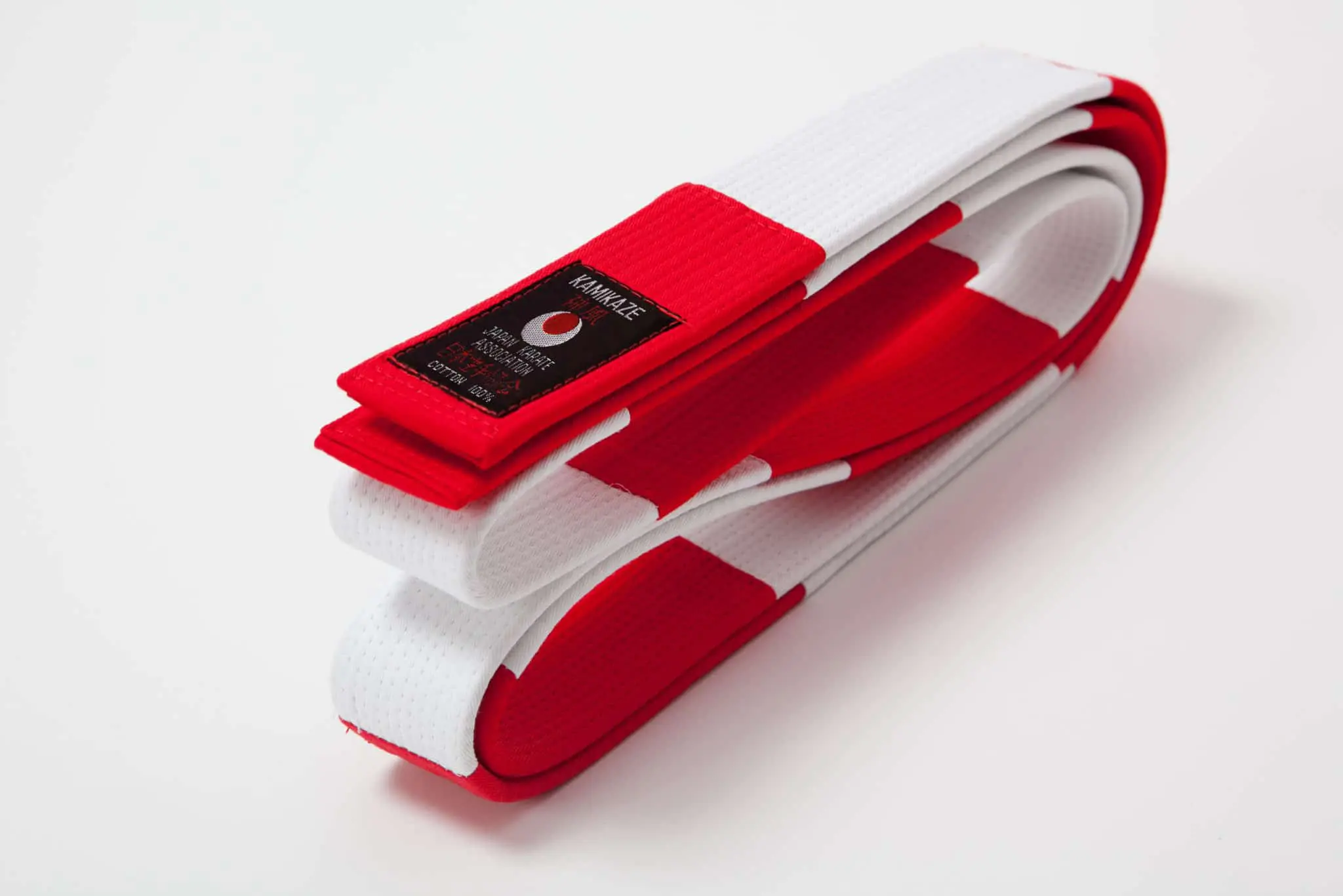 Red and White KAMIKAZE Karate Belt - high quality cotton