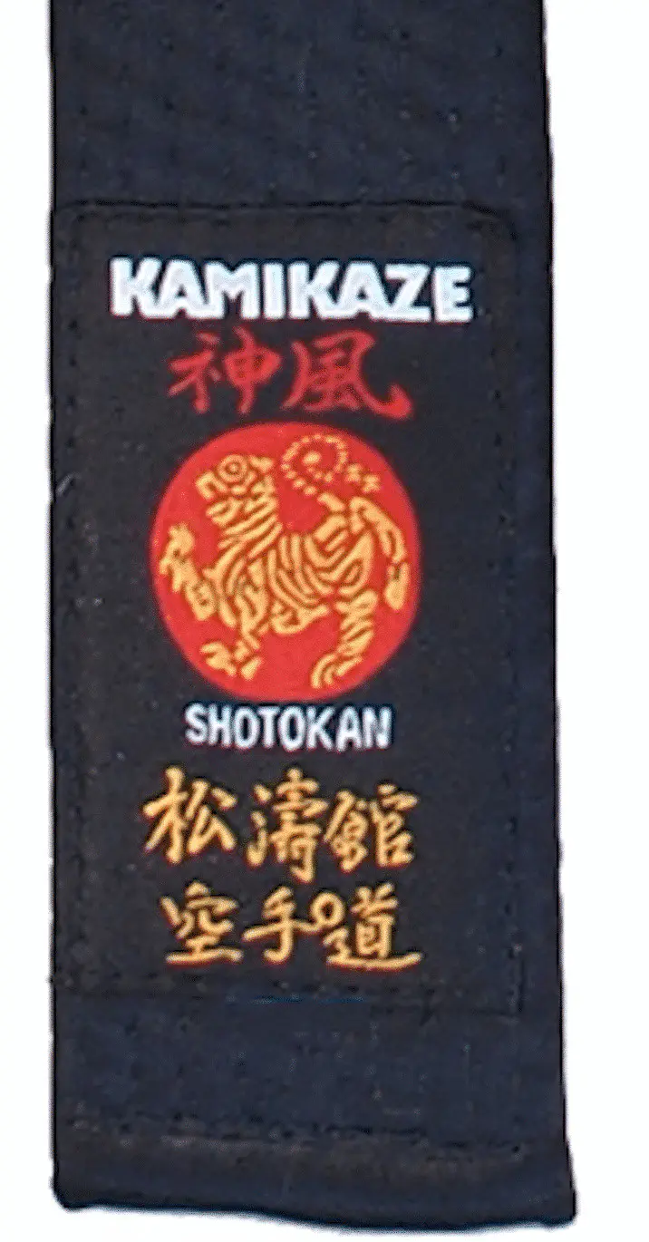 Black Karate Belt KAMIKAZE Shotokan Label - High Quality