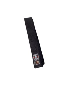 Black Satin Noris White Tiger 320 cm belt embroidered with "karate Do" in yellow