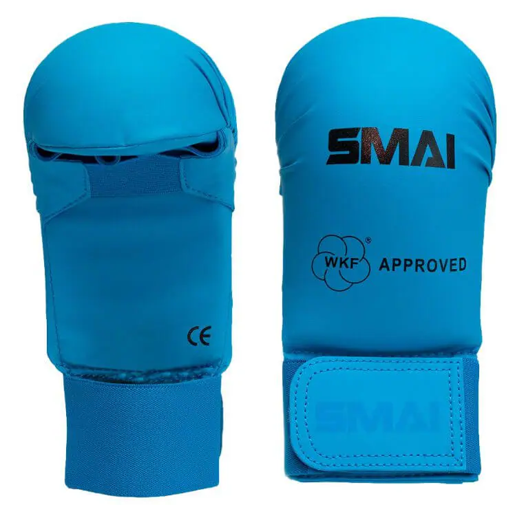 SMAI Thumbless Karate Gloves - WKF 7 gloves-of-karate-without-knees-smai-wkf-blue