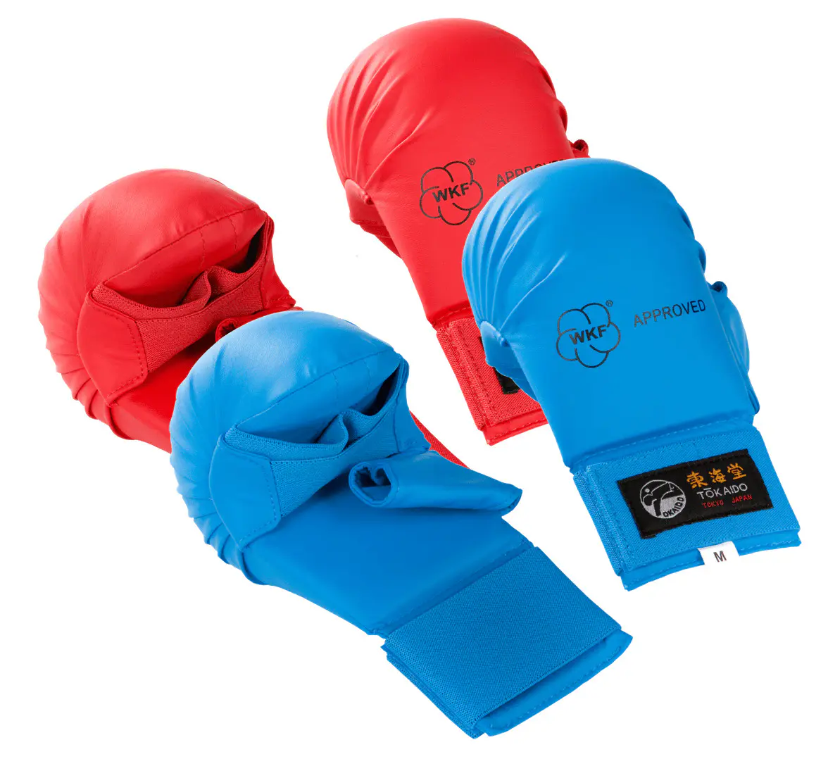 TOKAIDO Karate gloves with thumb - blue or red - WKF mitts