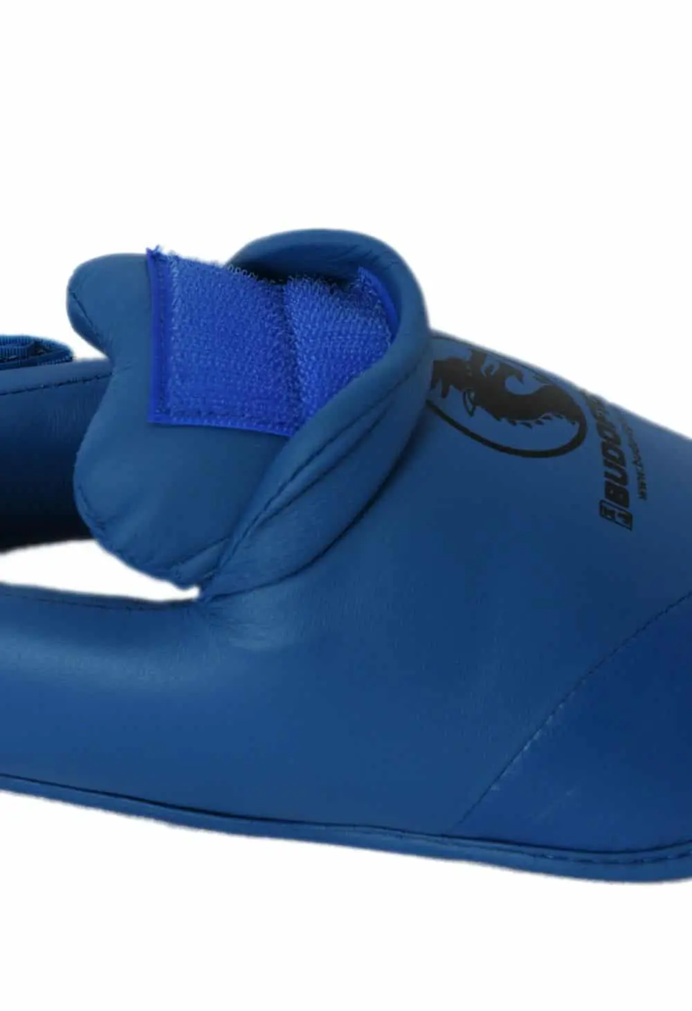 detachable-karate-foot-protector-pu-budo-fight-blue-velcro-attachment-for-shin-protector