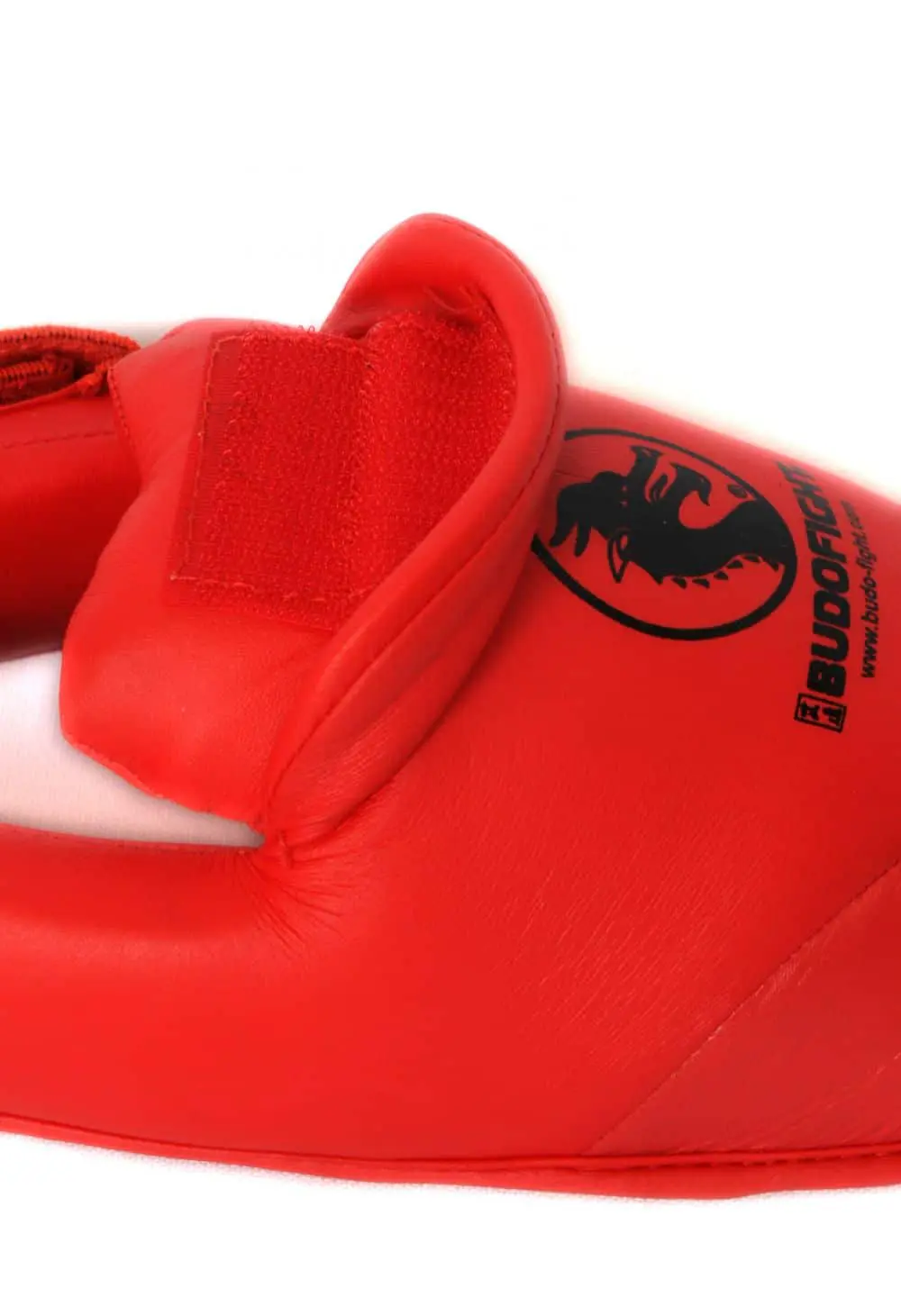 detachable-karate-foot-protector-pu-budo-fight-red-velcro-clip-for-shin-protector