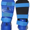 proteges tibias et pieds de karate bleu contact