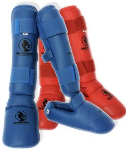BUDO-FIGHT Karate shin and foot guards - blue or red detachable-red-or-blue