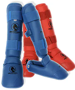 BUDO-FIGHT Karate shin and foot guards - blue or red detachable-red-or-blue