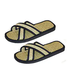 Black X-shaped straw zooris - Kamikaze