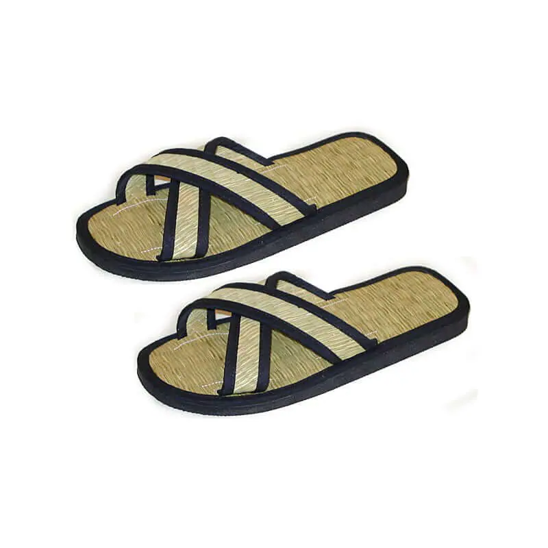 Black X-shaped straw zooris - Kamikaze